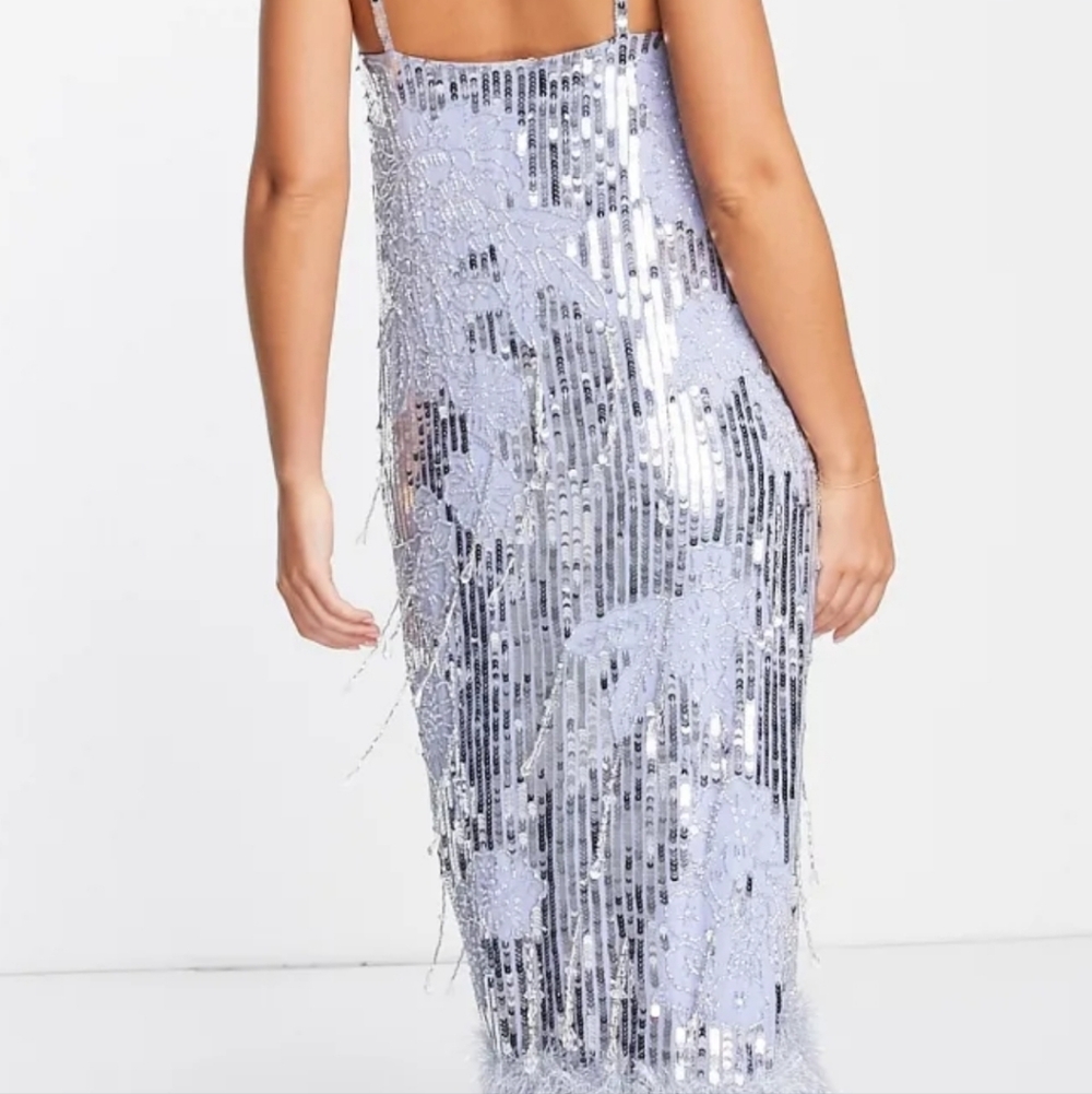 ASOS Silver Sequin Maxi Dress